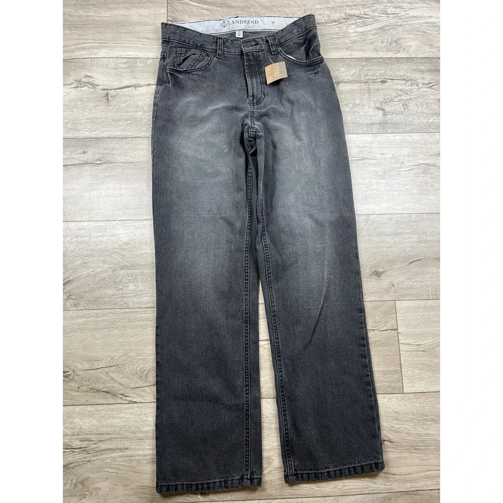 Lands' End Jeans Size 18‎ Kids Mid Rise Stretch Straight Leg Blue Denim NWT
